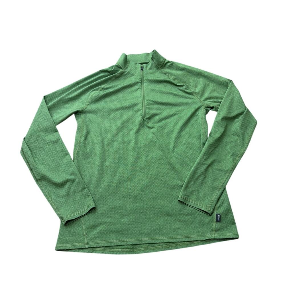 REI Men Quarter Zip Active Pullover Shirt GreenL/S Hiking Fleece Top Size Small